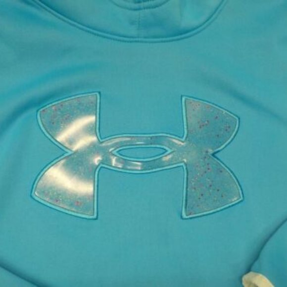 Girls Hoodie Under Armour ColdGear Loose Fit Big Logo Youth Fleece Sweatshirt XL - Picture 4 of 9